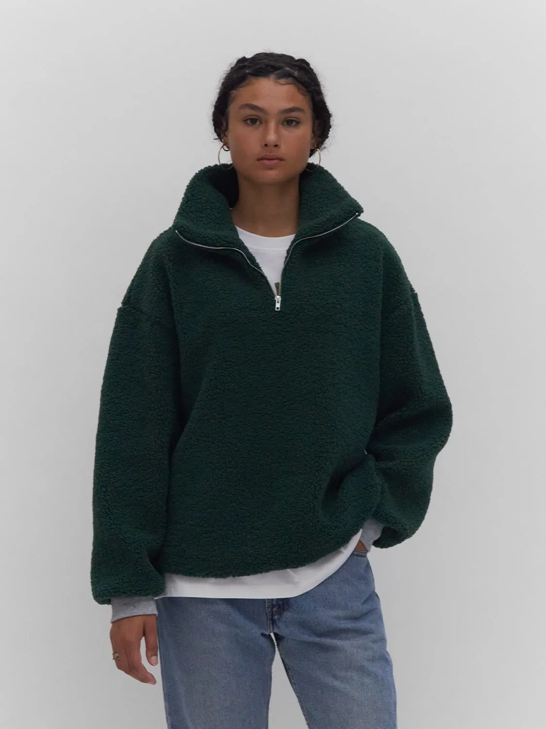 Teddy Fleece Quarter Zip Green