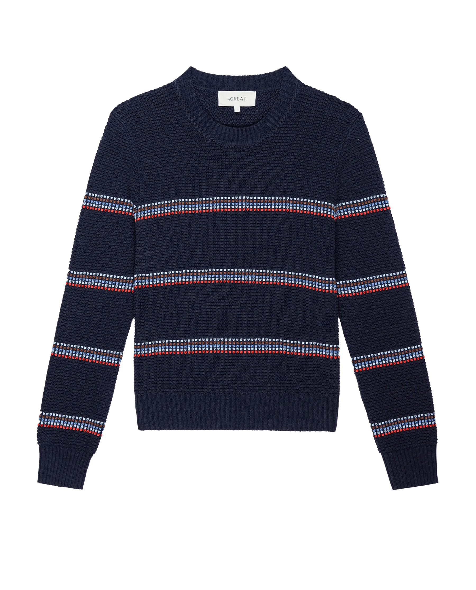 The Shrunken Pullover. -- Navy Ribbon Stripe