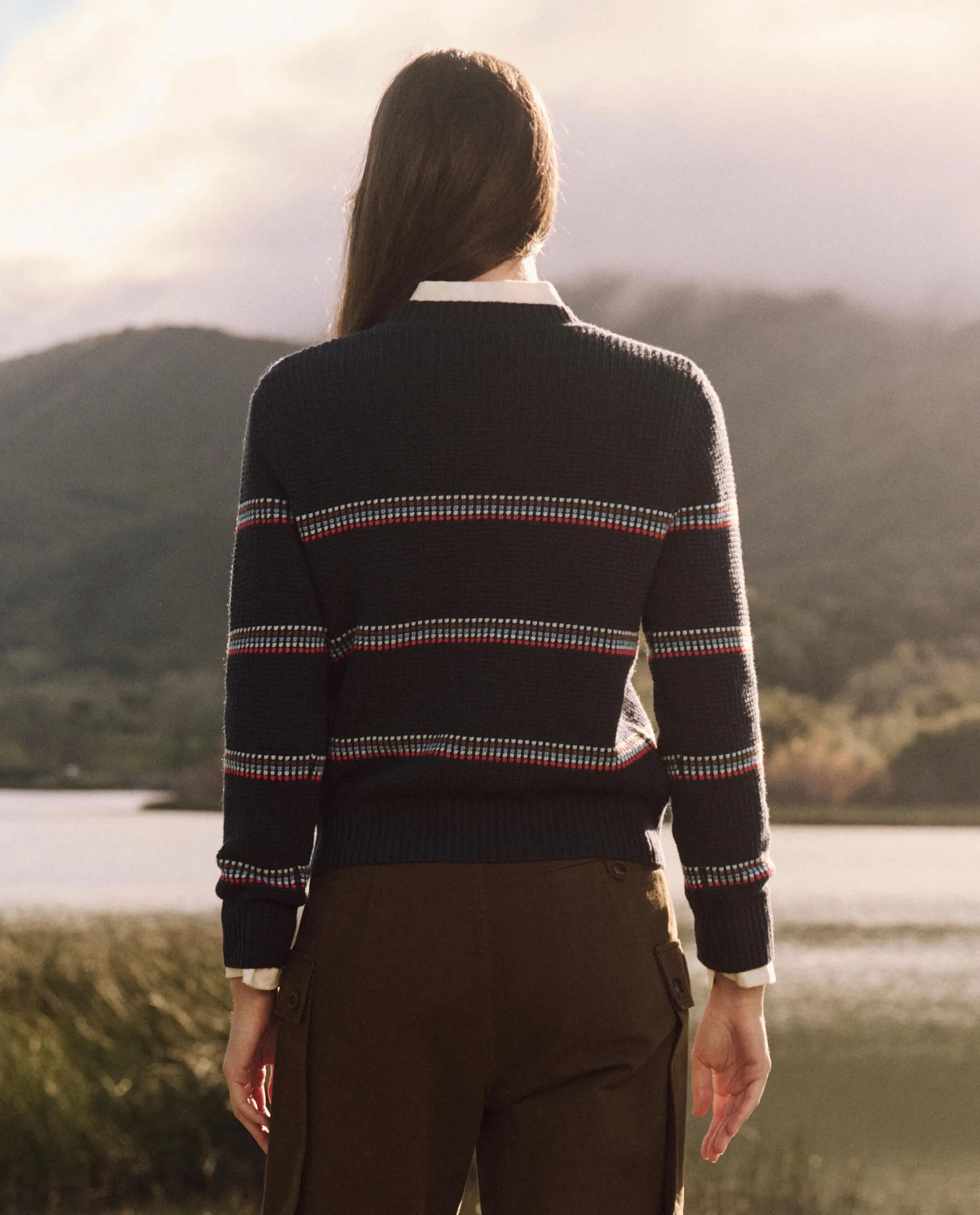 The Shrunken Pullover. -- Navy Ribbon Stripe