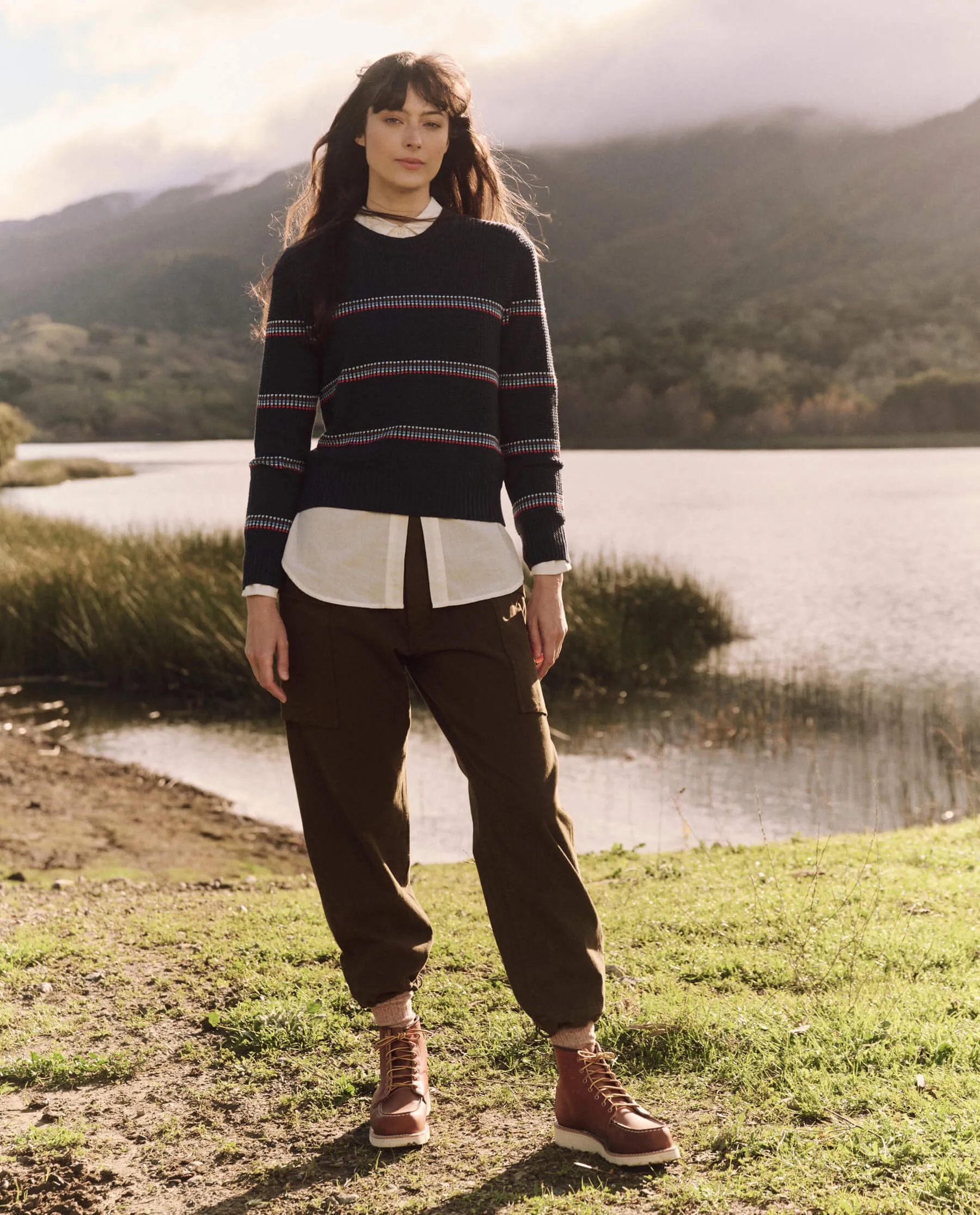 The Shrunken Pullover. -- Navy Ribbon Stripe