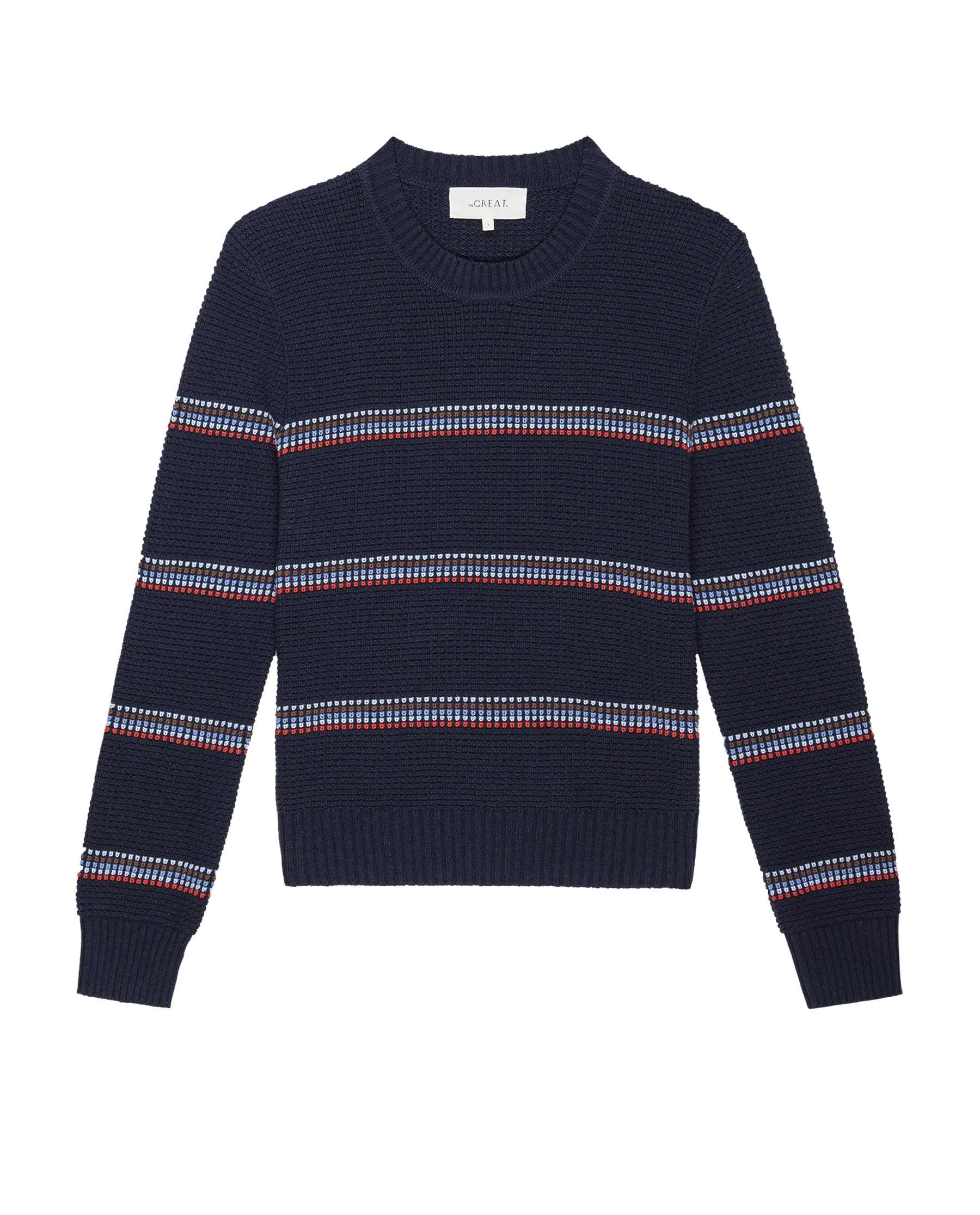 The Shrunken Pullover. -- Navy Ribbon Stripe