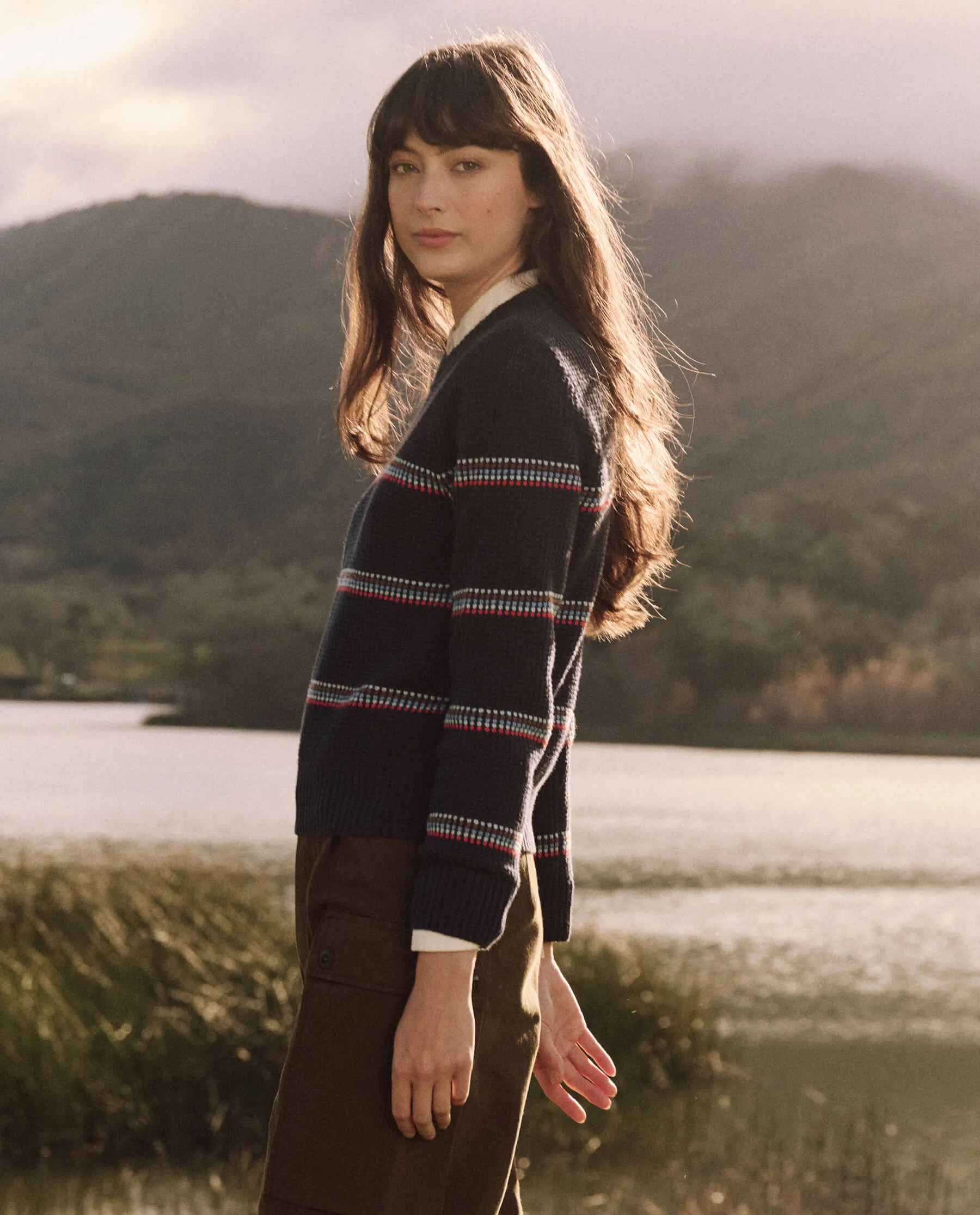 The Shrunken Pullover. -- Navy Ribbon Stripe