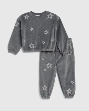 Toddler Girl Silver Star Jogger Set