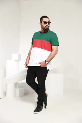 Tri-Color Green Polo (Plus Size) -P21- MP0021P