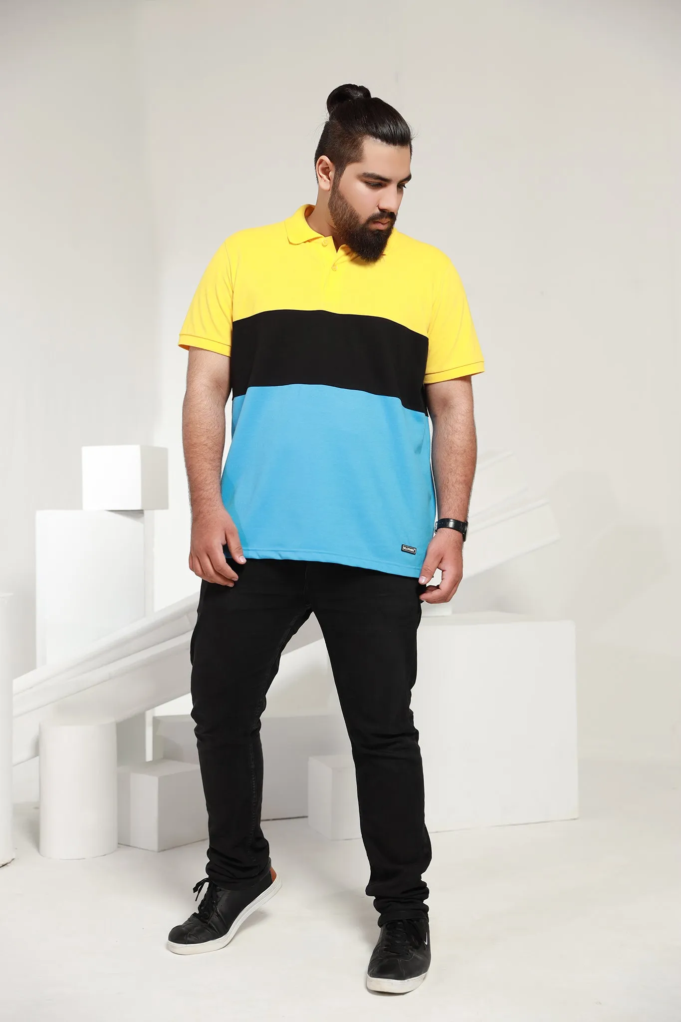 Tri-Color Yellow Polo (Plus Size) - P21 - MP0043P