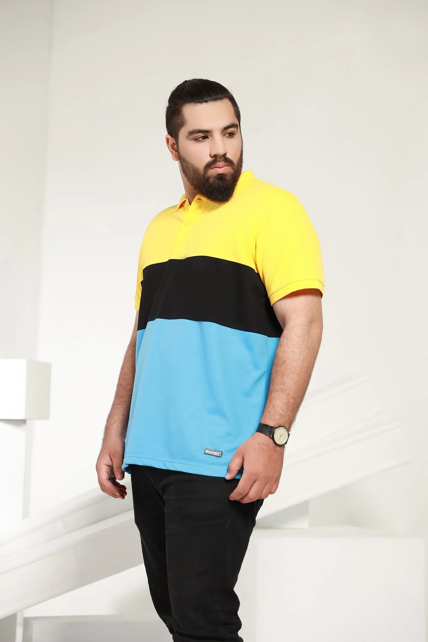 Tri-Color Yellow Polo (Plus Size) - P21 - MP0043P