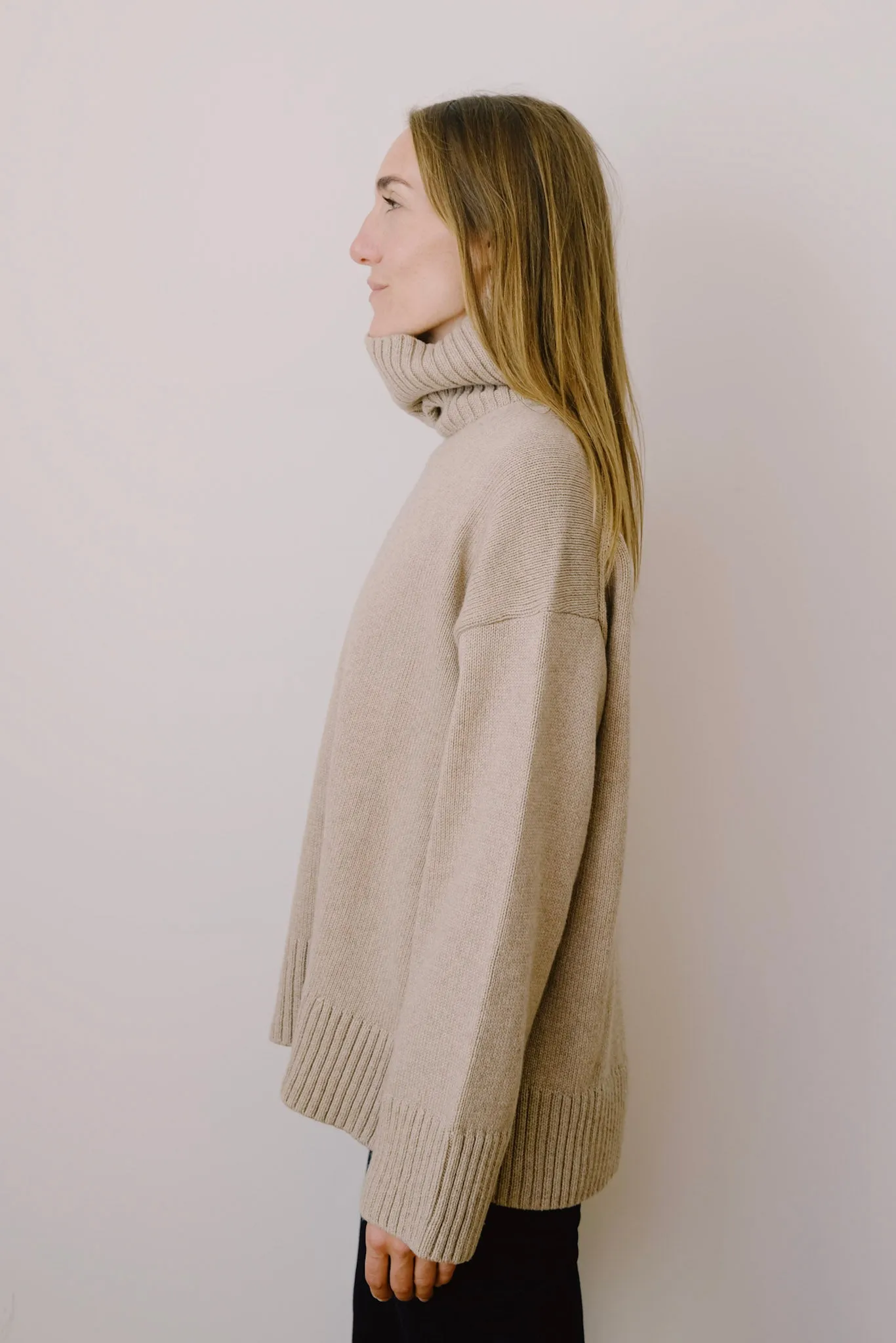 turtle neck - knit - taupe