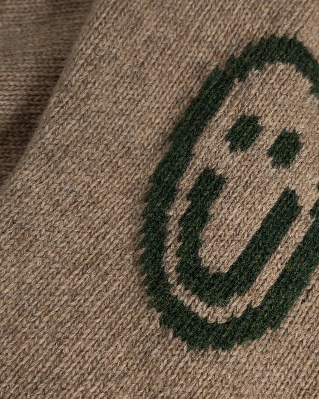 unisex knit sweater - smiley - soft clay