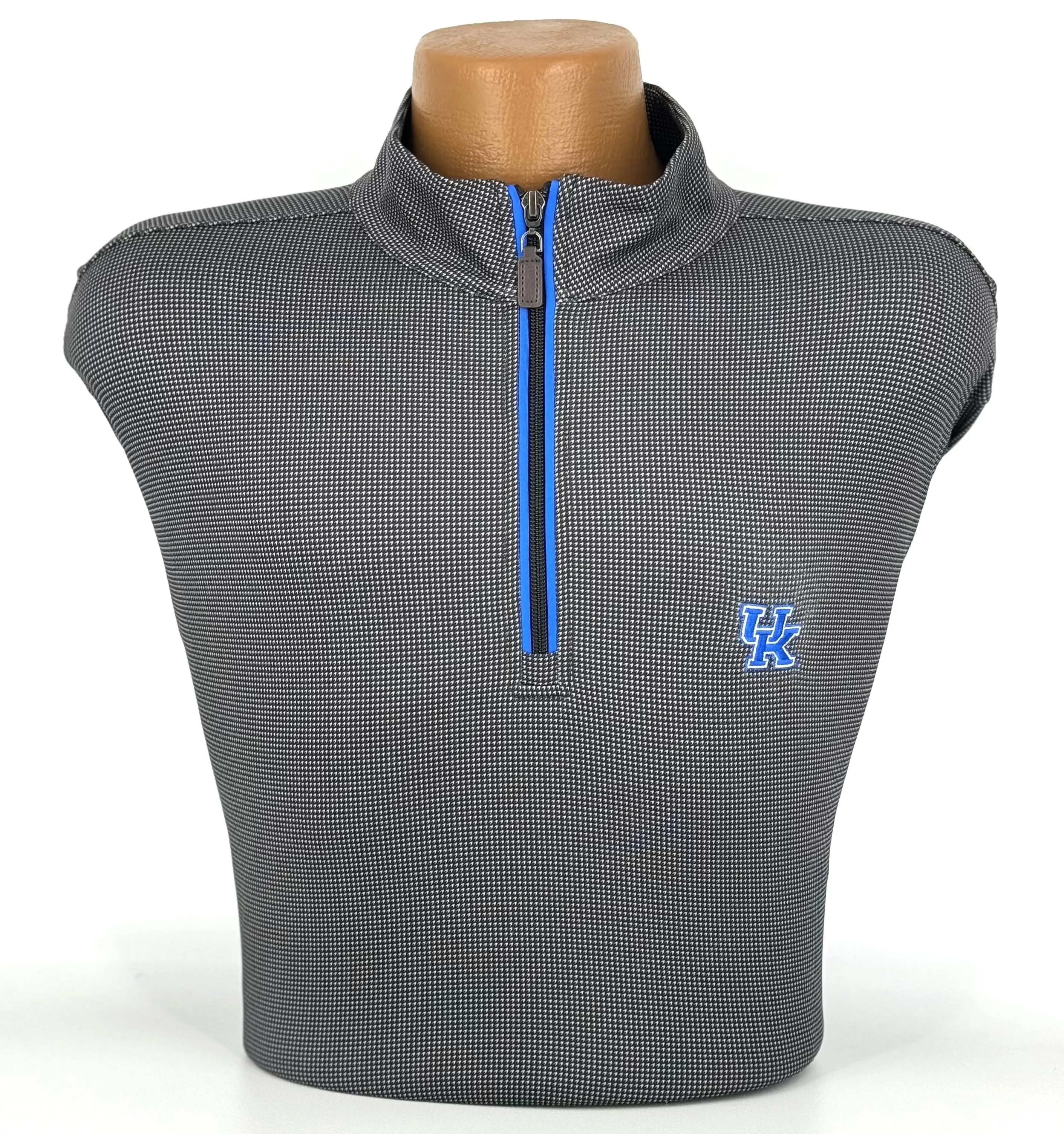 University of Kentucky Performance Houndstooth Quarter-Zip in Black/Grey by Horn Legend