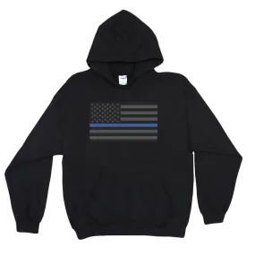 USA Flag Thin Blue Line Pullover Hoodie Sweatshirt