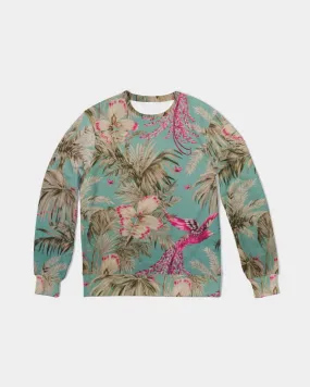 Vintage Bird & Tropical Palm French Terry Pullover Sweatshirt