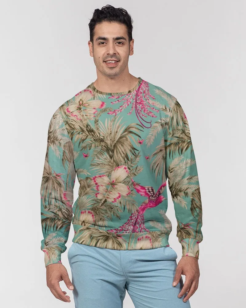 Vintage Bird & Tropical Palm French Terry Pullover Sweatshirt