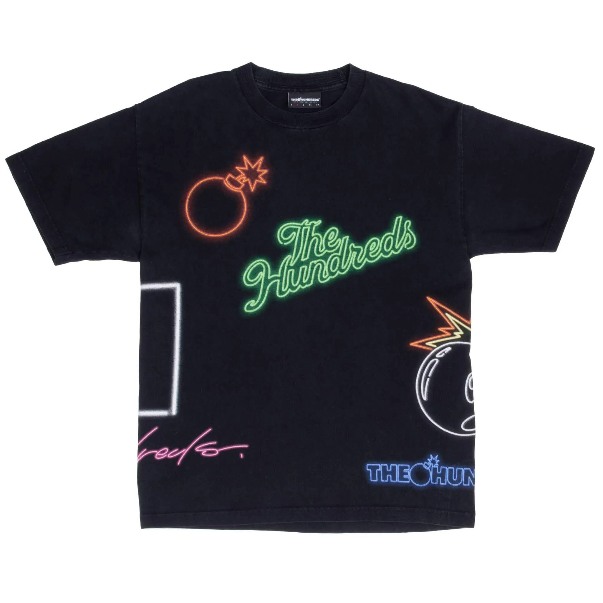 VINTAGE THE HUNDREDS ALL OVER PRINT 2000S BLACK TEE SHIRT SIZE MEDIUM