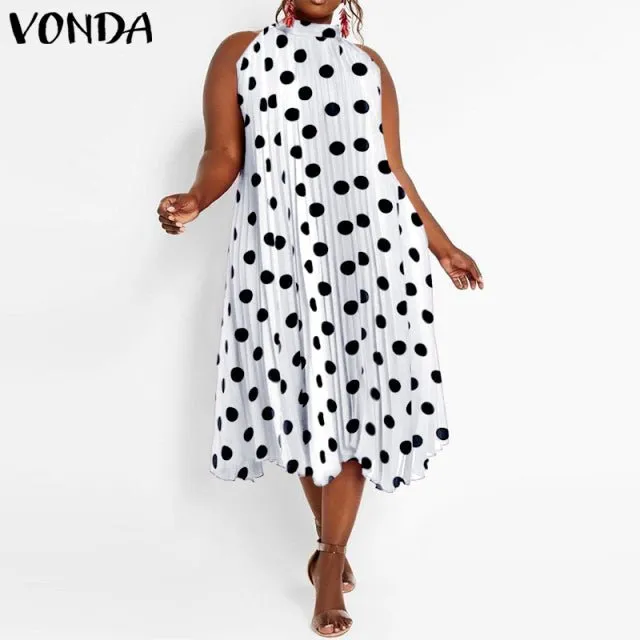 VONDA Satin and Silk Sleeveless Stand Collar Poly-Spandex Befree Dress