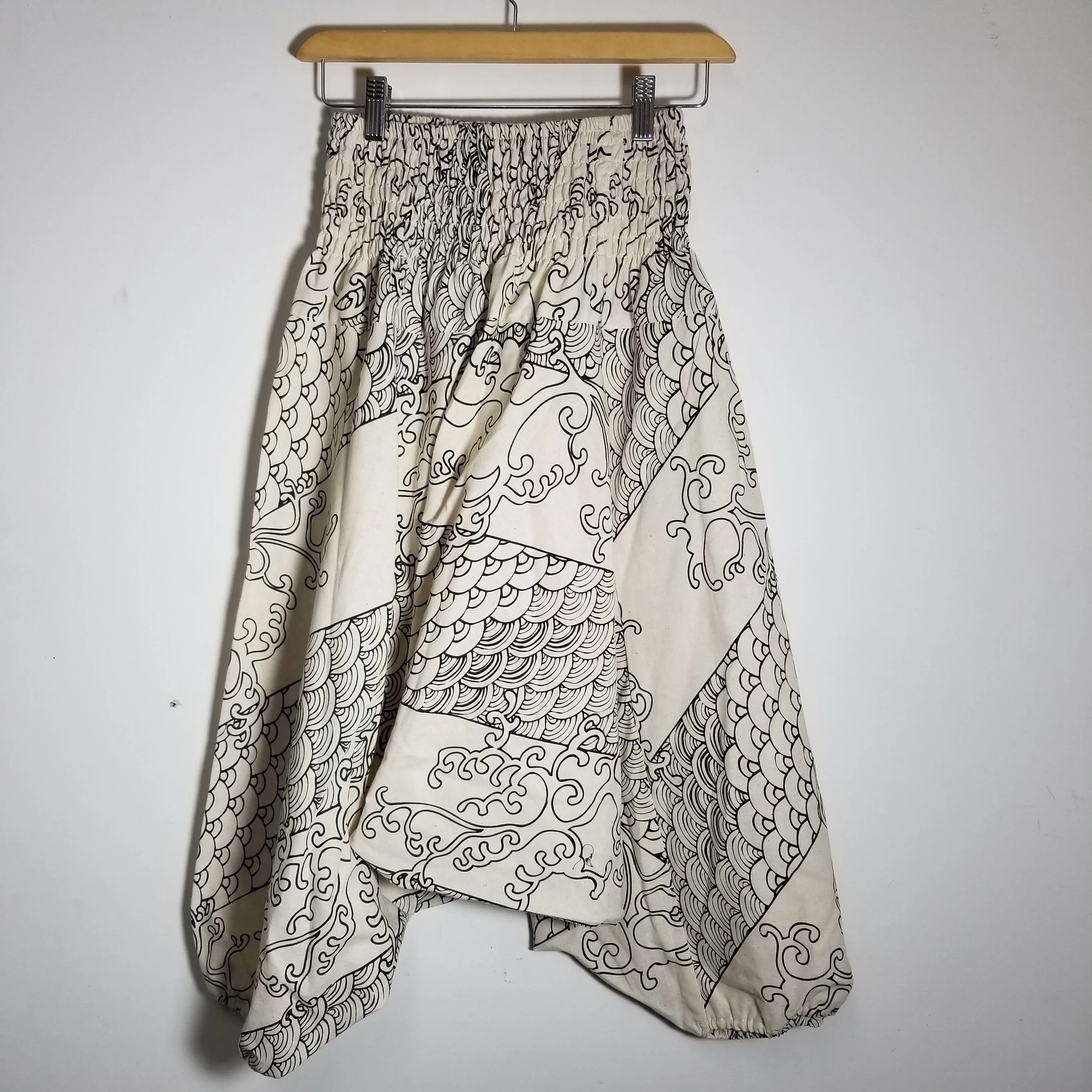 White Waves Short Harem Pants