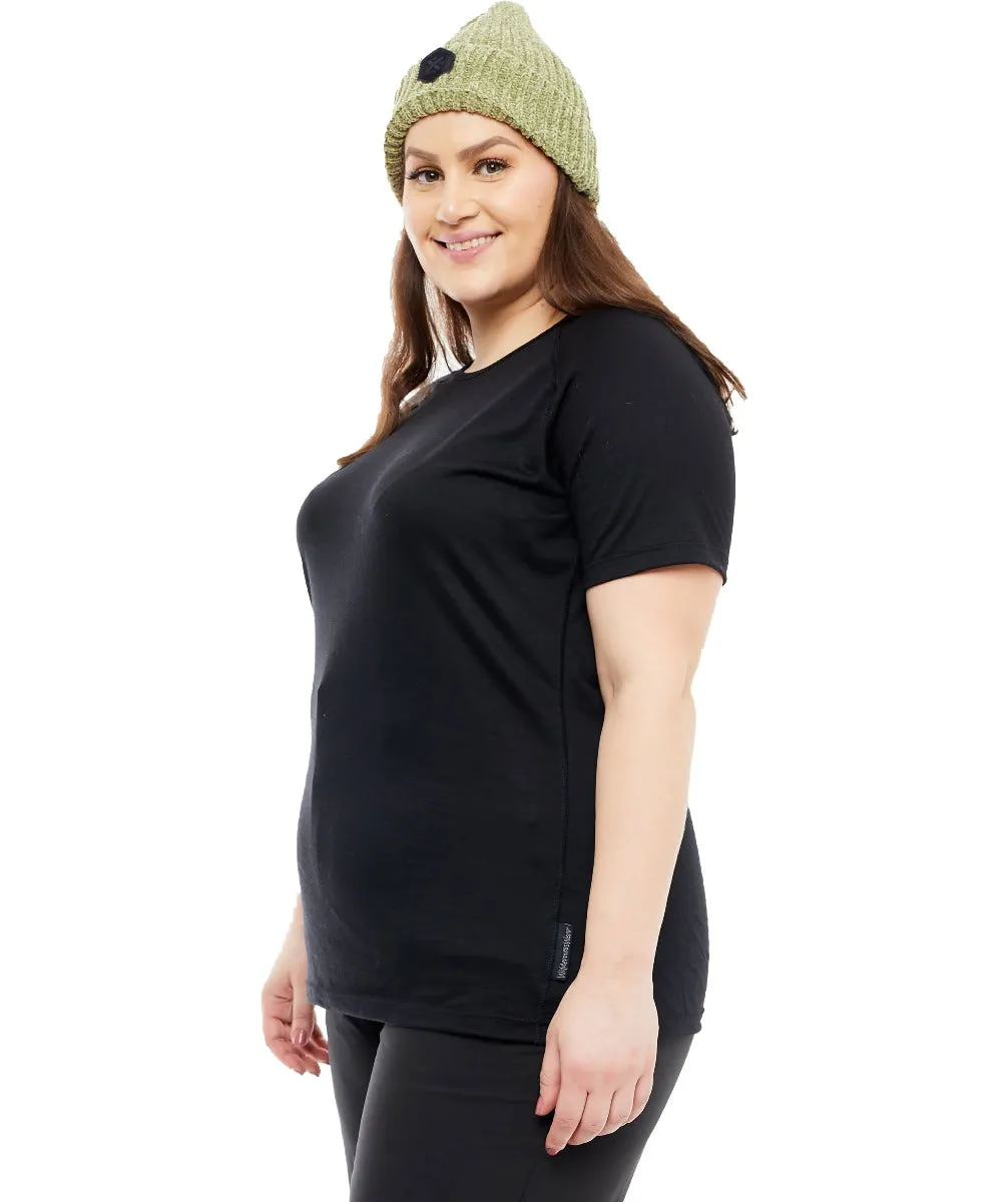 Wilderness Wear Womens Light Merino 170 Plus Size T-Shirt Black