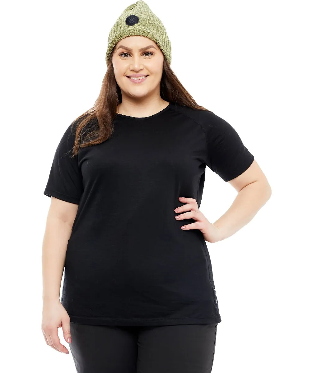 Wilderness Wear Womens Light Merino 170 Plus Size T-Shirt Black