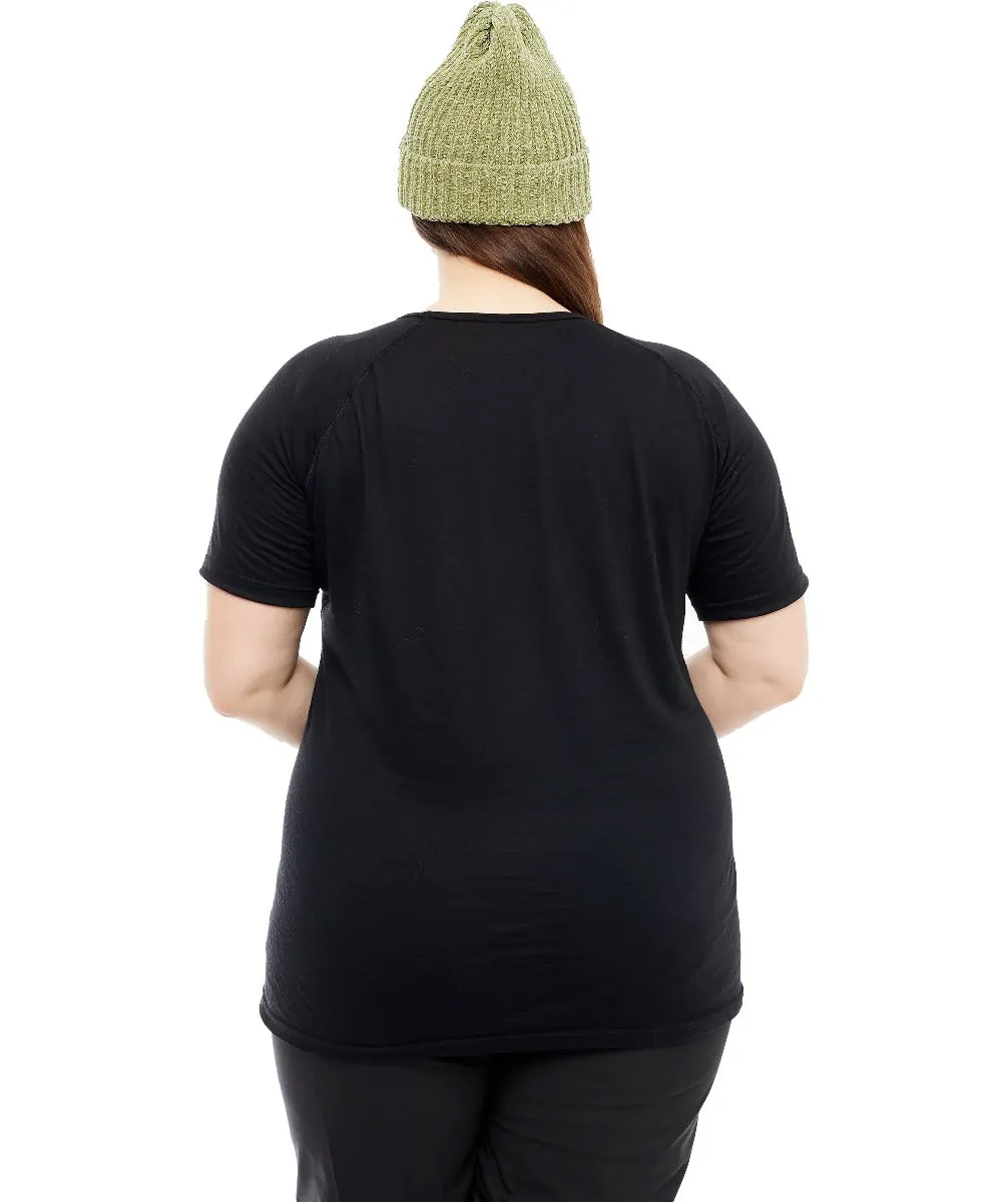 Wilderness Wear Womens Light Merino 170 Plus Size T-Shirt Black