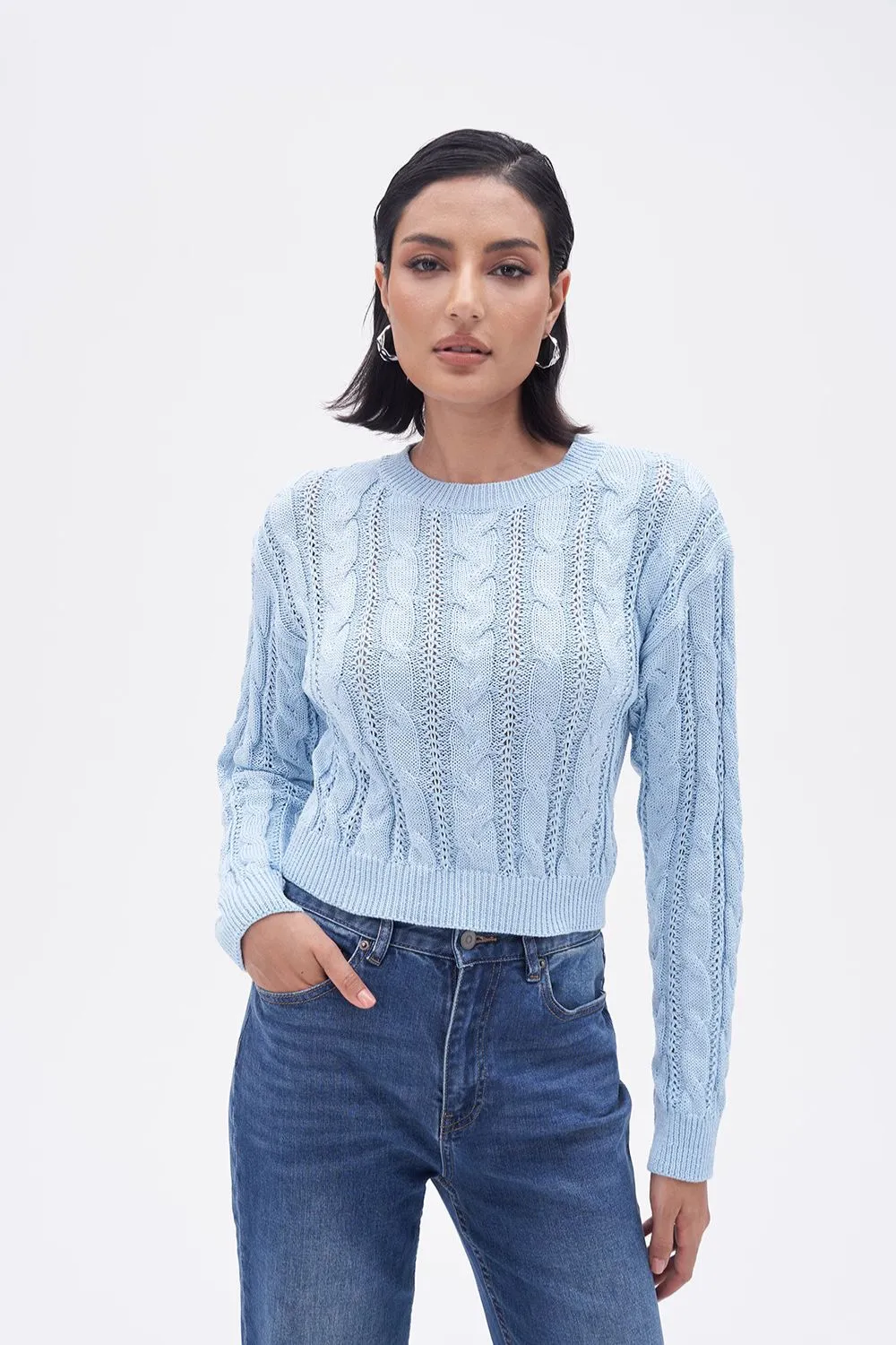 'Willy' Cable Knit Round Neck Pullover Sweater (4 Color)