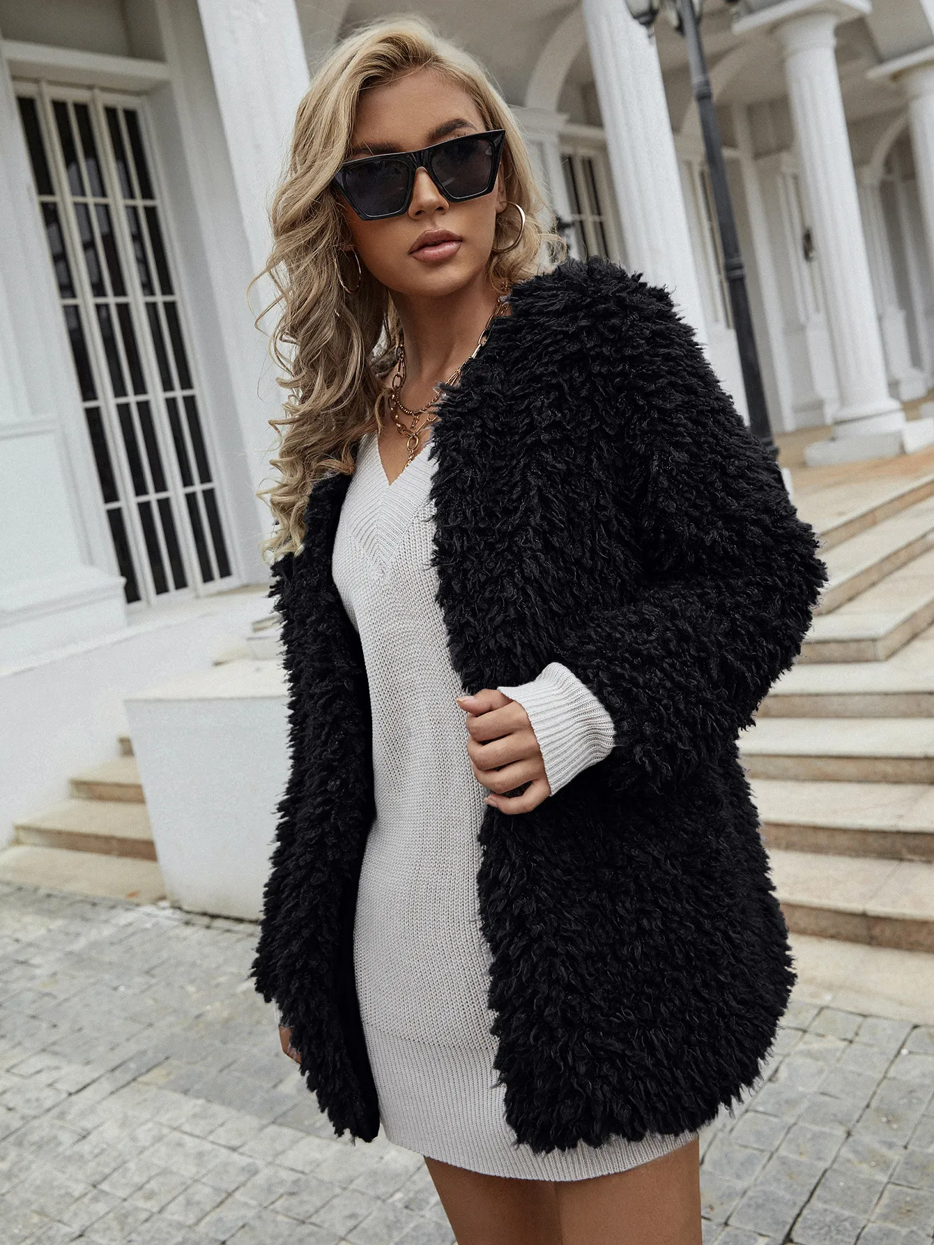 Women Faux Fur Long Coat