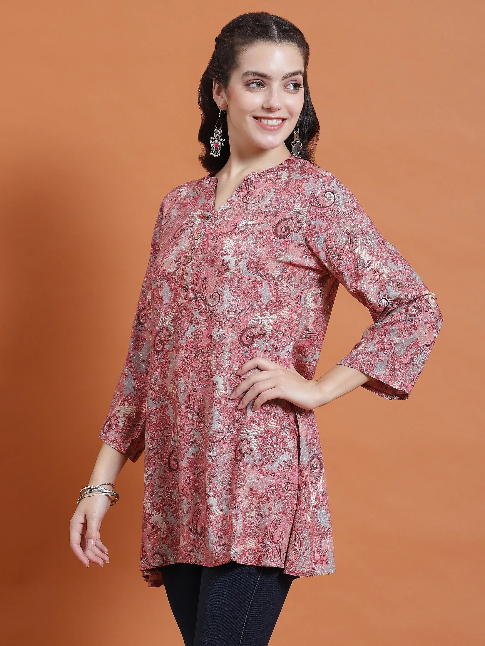 Women Pink Paisley Print Tunic