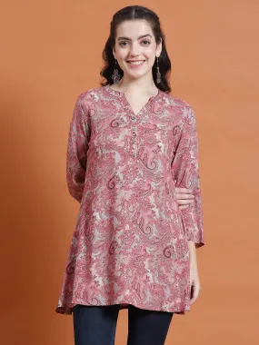 Women Pink Paisley Print Tunic