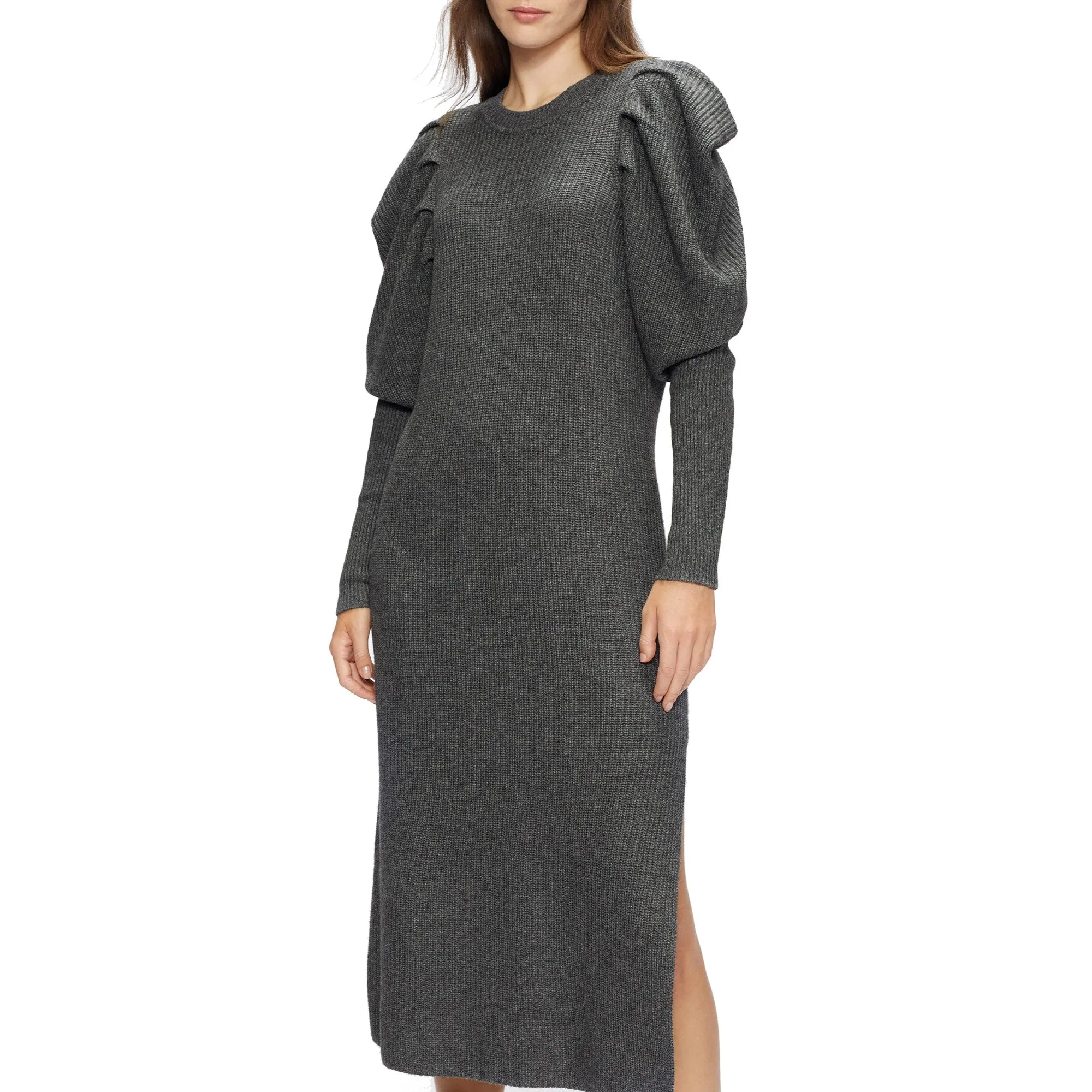 Women Wmd-Vctoria-Extreme Sleeve Knit Dress - Dk-Grey