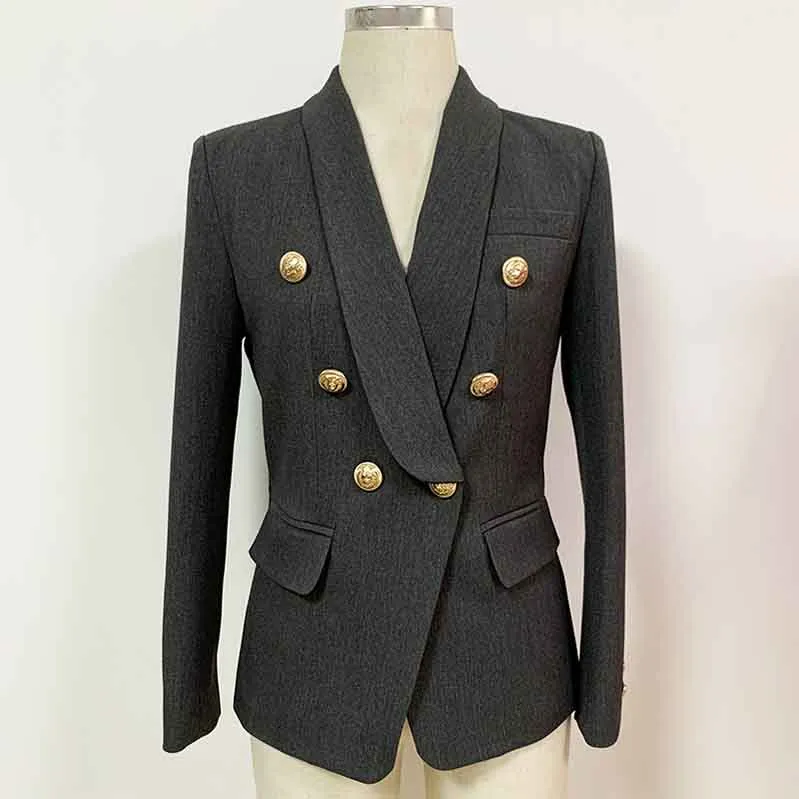Women's Coats Grey Jacket Long Sleeves Blazer Breasted Coat