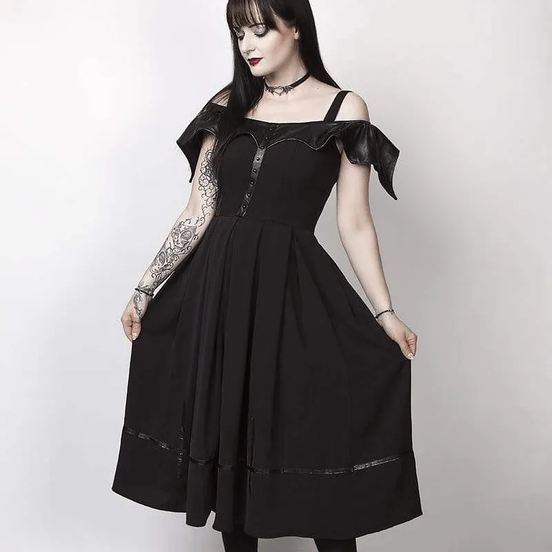 Women's Faux Leather Bertha Collar Goth Dress