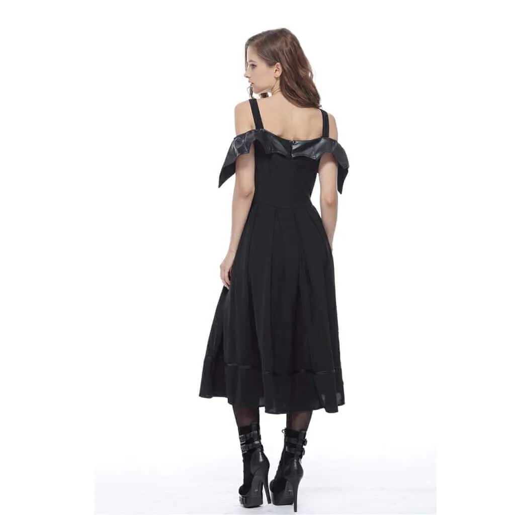 Women's Faux Leather Bertha Collar Goth Dress