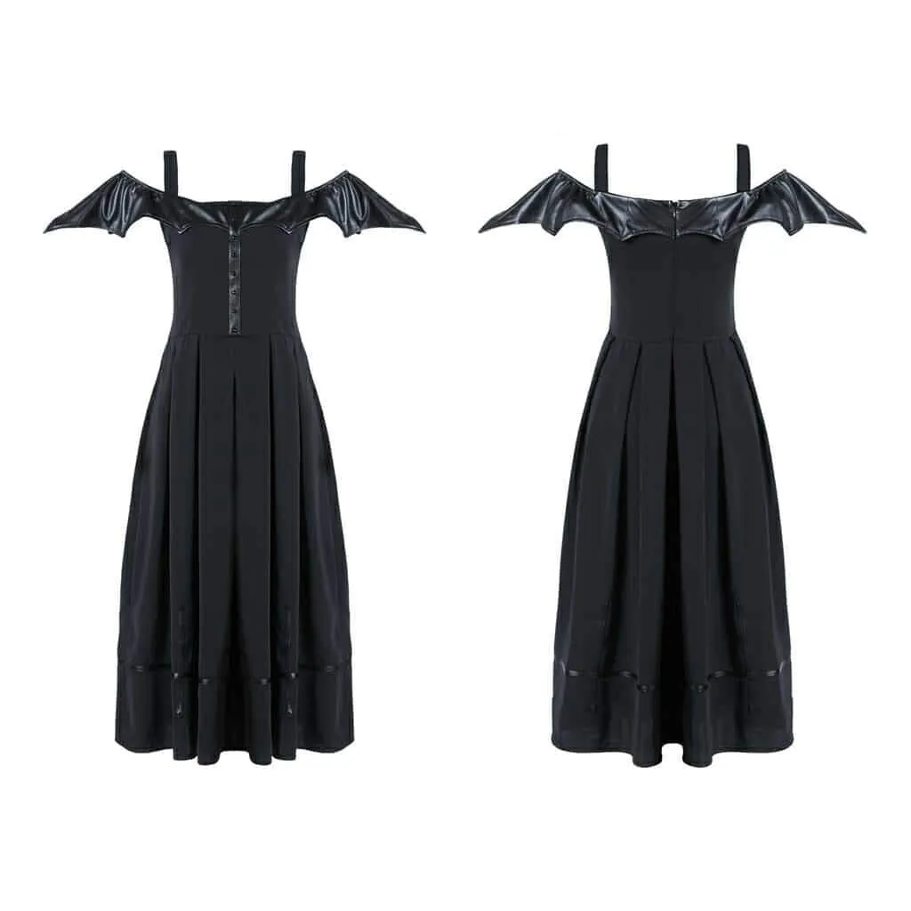 Women's Faux Leather Bertha Collar Goth Dress