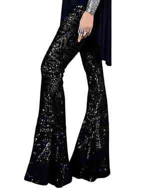 Women's Loose High Waist Wide Leg Sequin Pants