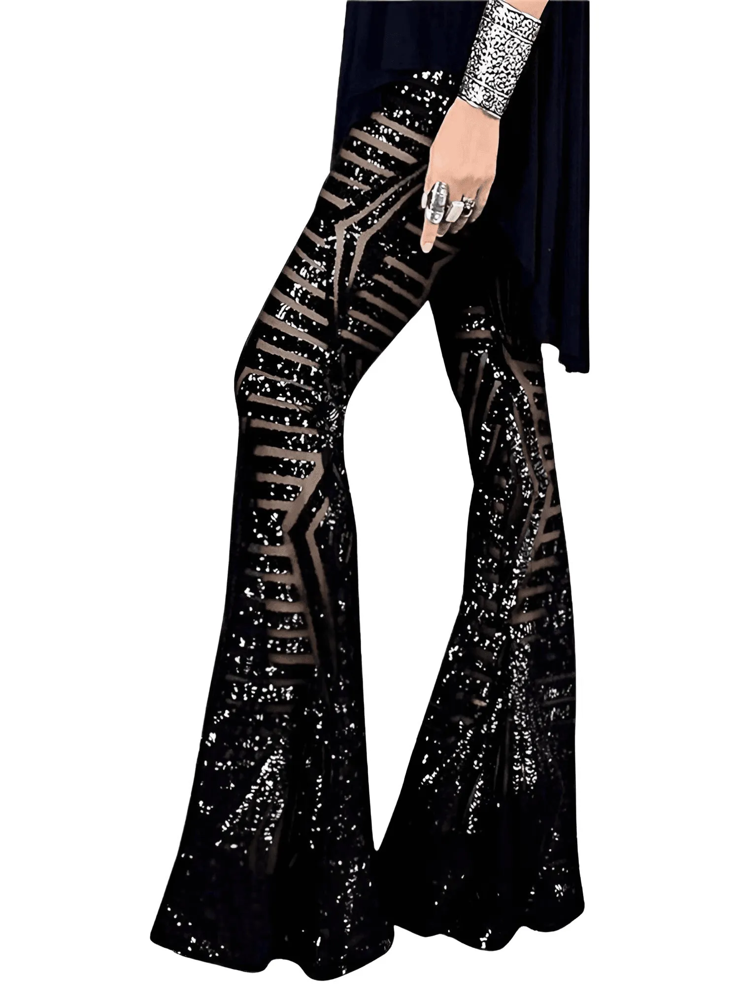 Women's Loose High Waist Wide Leg Sequin Pants