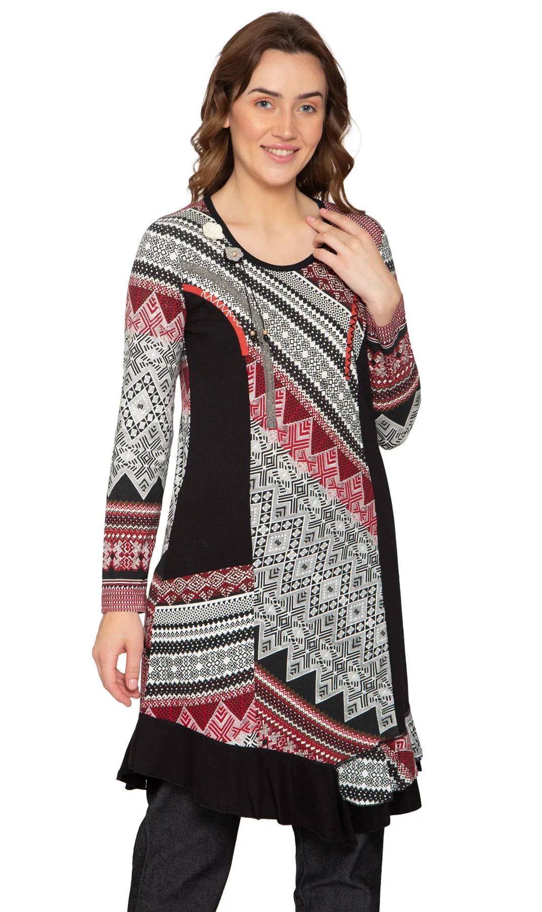 Women's Novelty Mixed Media Knit A-line Dress