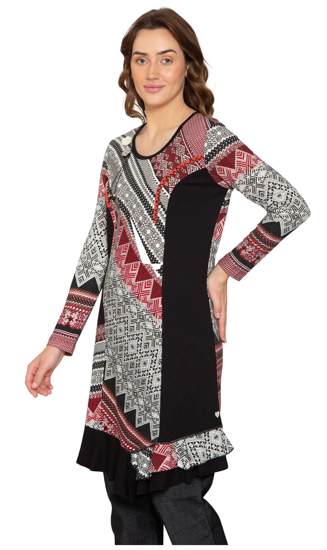 Women's Novelty Mixed Media Knit A-line Dress