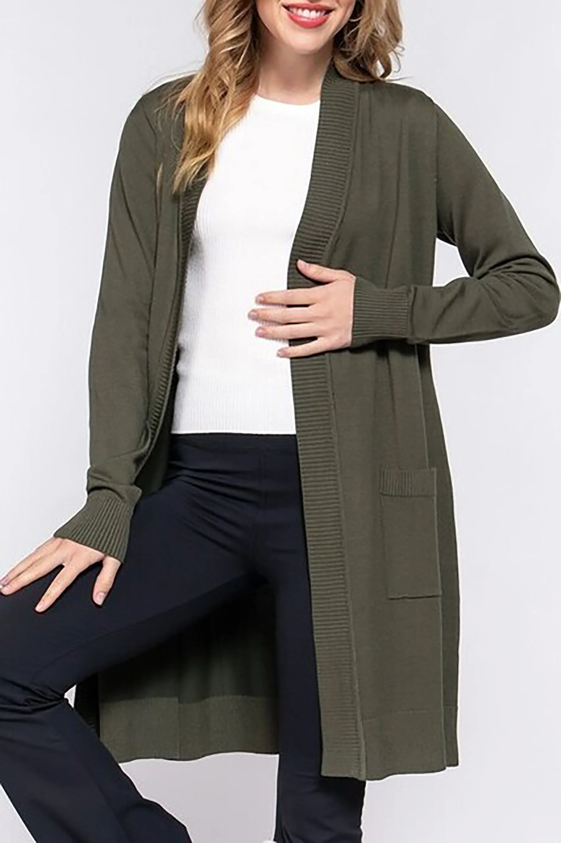 Women's Open Tunic Sweater Cardigan With Pockets