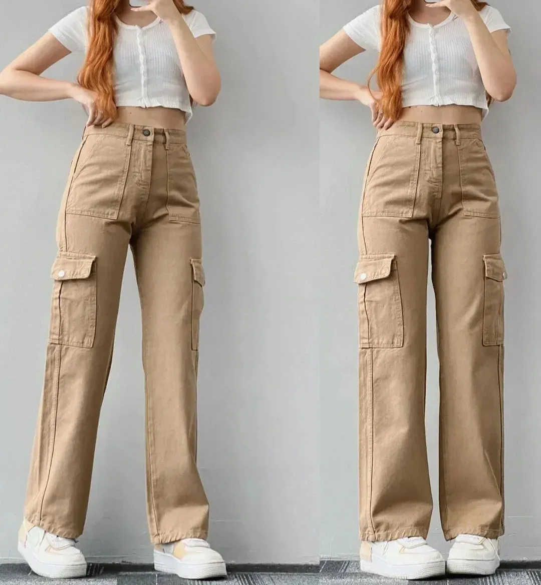 Women's Straight High Waist Fashion Designer Cargo Pants