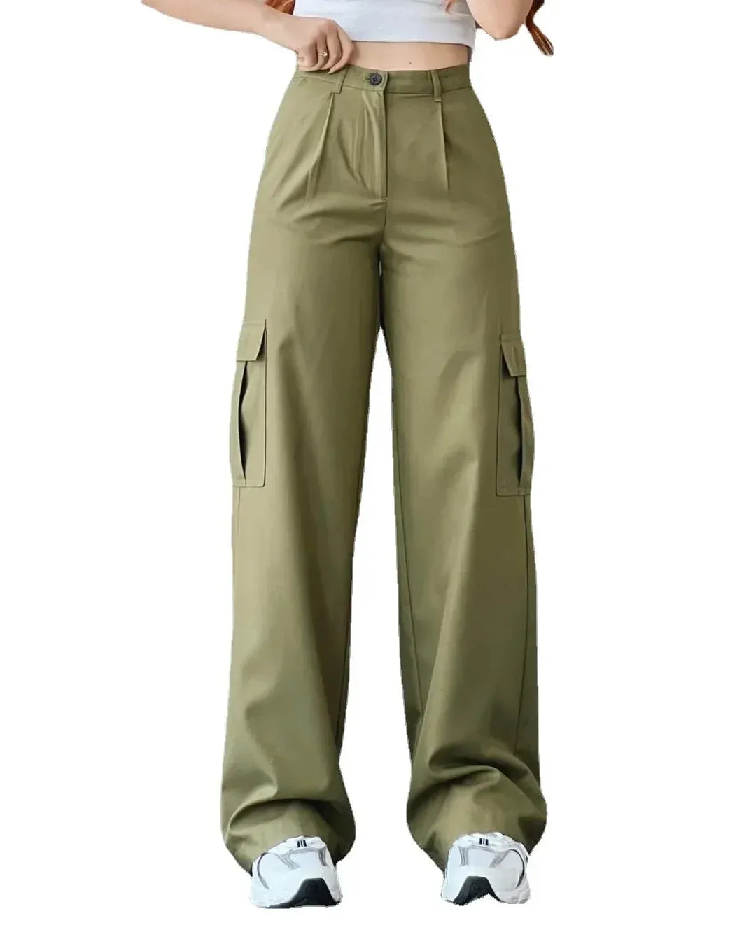 Women's Straight High Waist Fashion Designer Cargo Pants