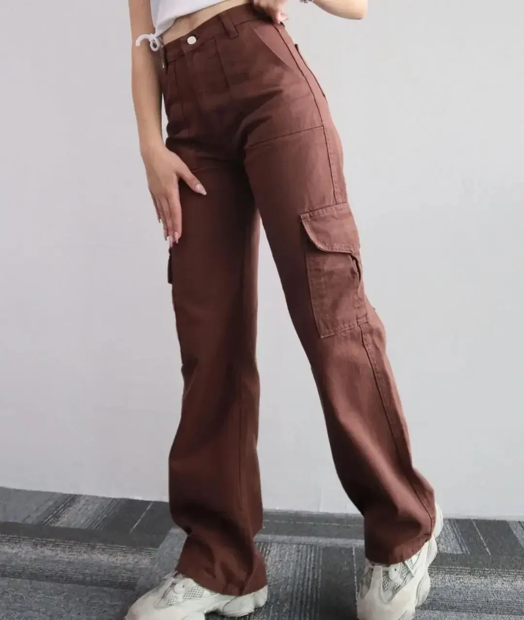 Women's Straight High Waist Fashion Designer Cargo Pants