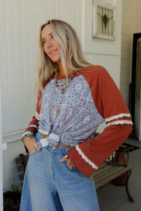 Wonder Valley Mix Print Top - Red