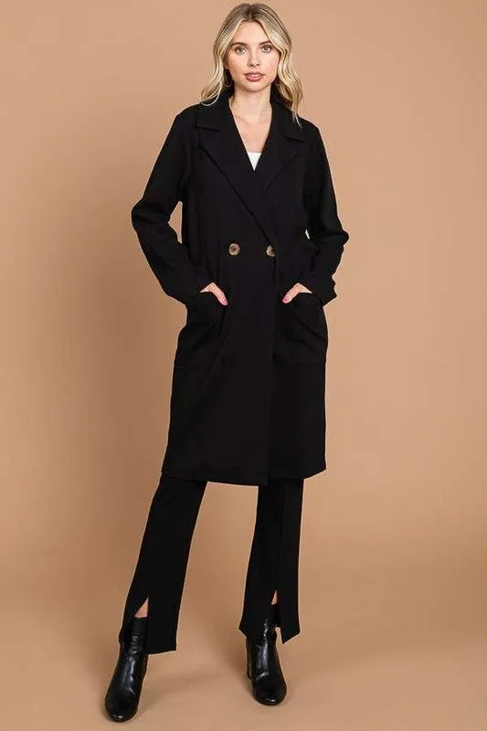 Work Flow Double Breasted Coat- Black