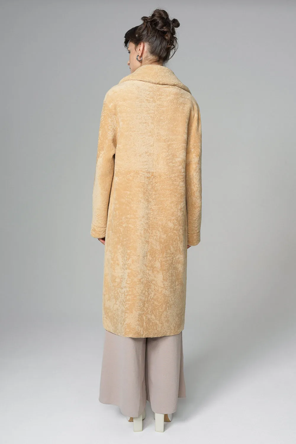 Yellow Reversible Genuine Sheepskin ﻿Maxi Coat