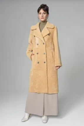 Yellow Reversible Genuine Sheepskin ﻿Maxi Coat