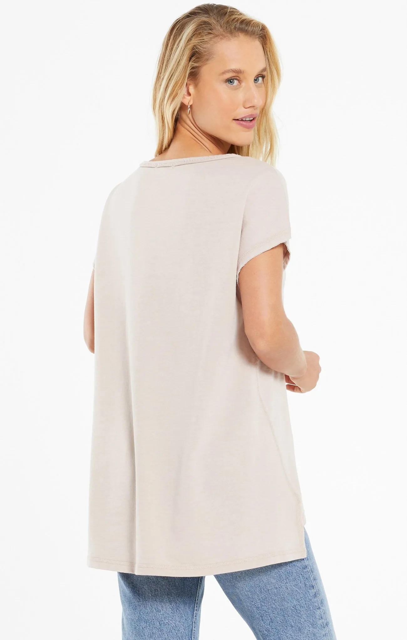 Z Supply Frankie Sweatshirt Tunic Tee Mushroom